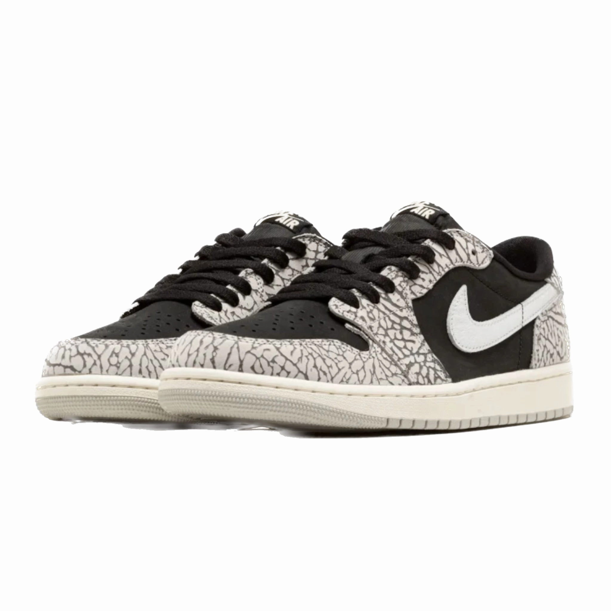 Air Jordan 1 Retro Low OG Black Cement Black Muslin Tech Grey White Sail Basketball Shoes