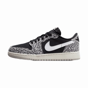 Air Jordan 1 Retro Low OG (GS) Black Cement Black Muslin Tech Grey White Sail Air Jordan basketball shoes with classic look