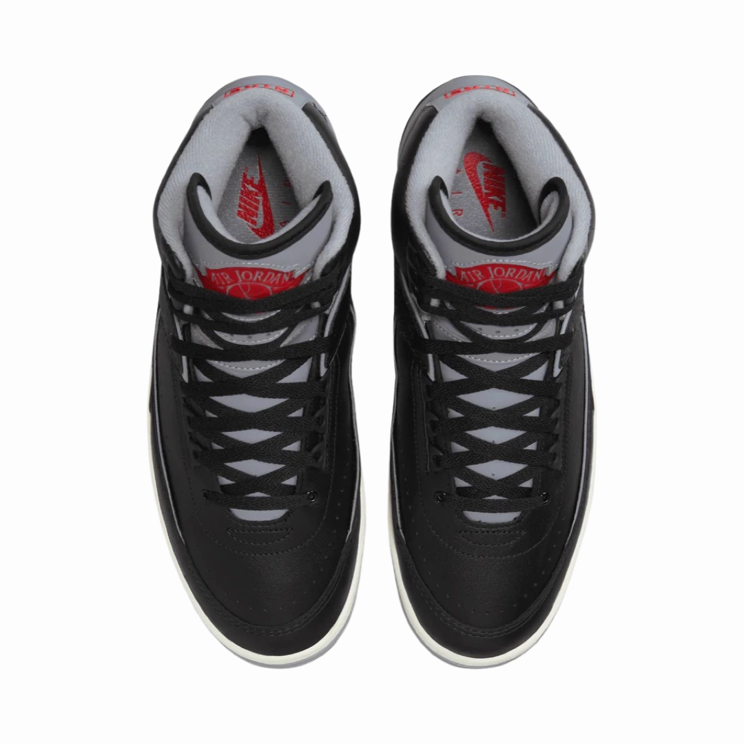 Air Jordan 2 Retro Black Cement Grey Fire Red Basketball Shoes