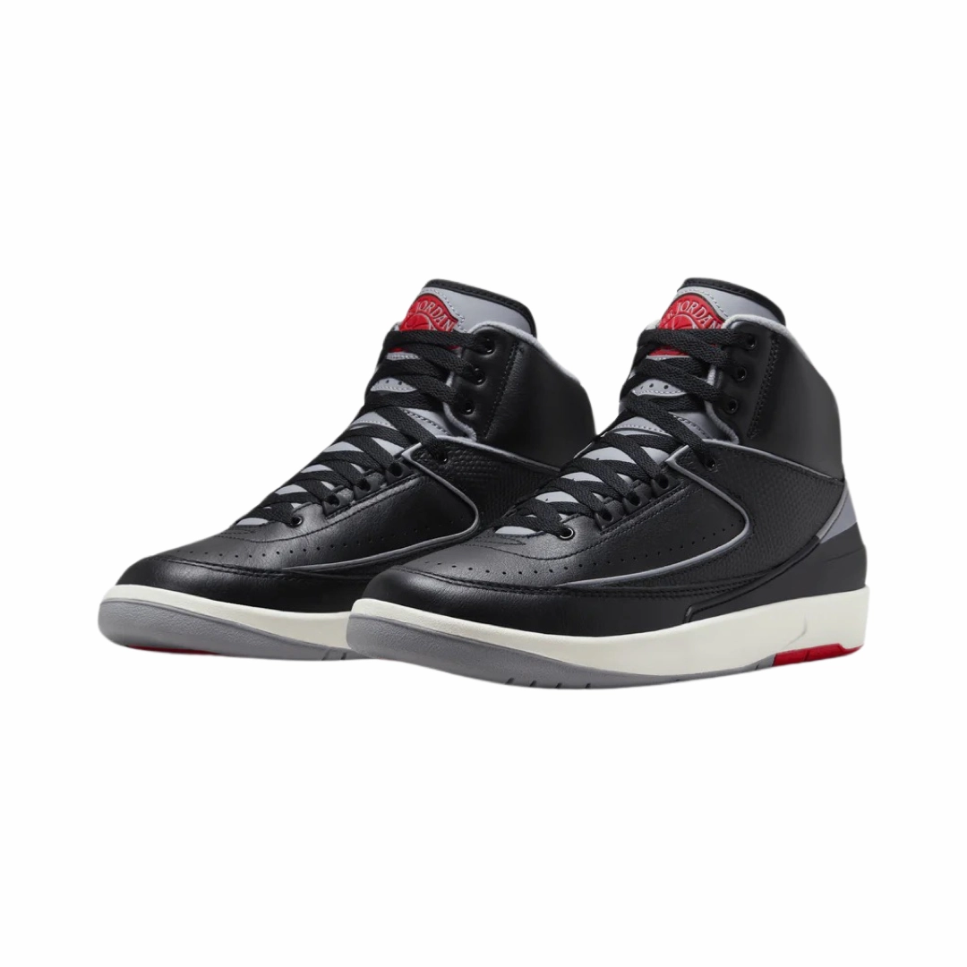 Air Jordan 2 Retro Black Cement Grey Fire Red Basketball Shoes