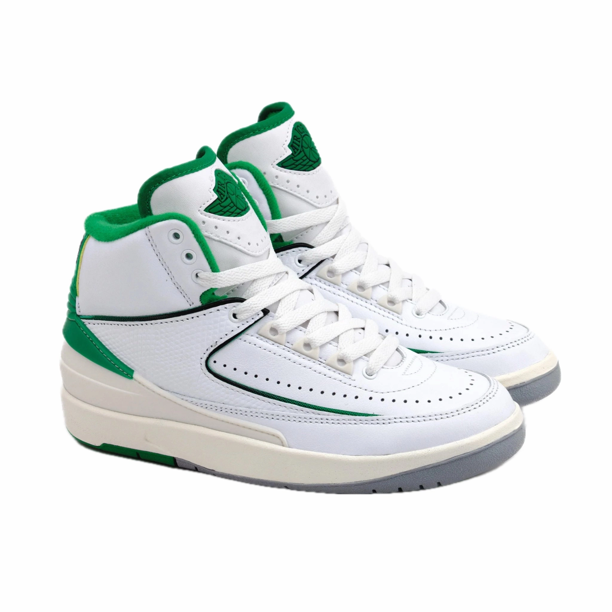 Air Jordan 2 Retro (GS) Lucky Green White Sail Light Steel Grey Basketball Shoes