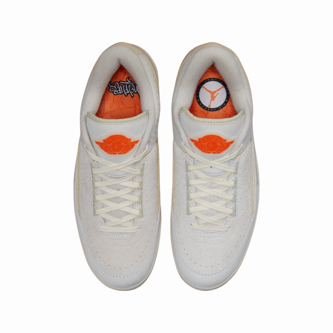 Air Jordan 2 Retro Low Shelflife White Sail Light Bone Bright Mandarin Basketball Shoes
