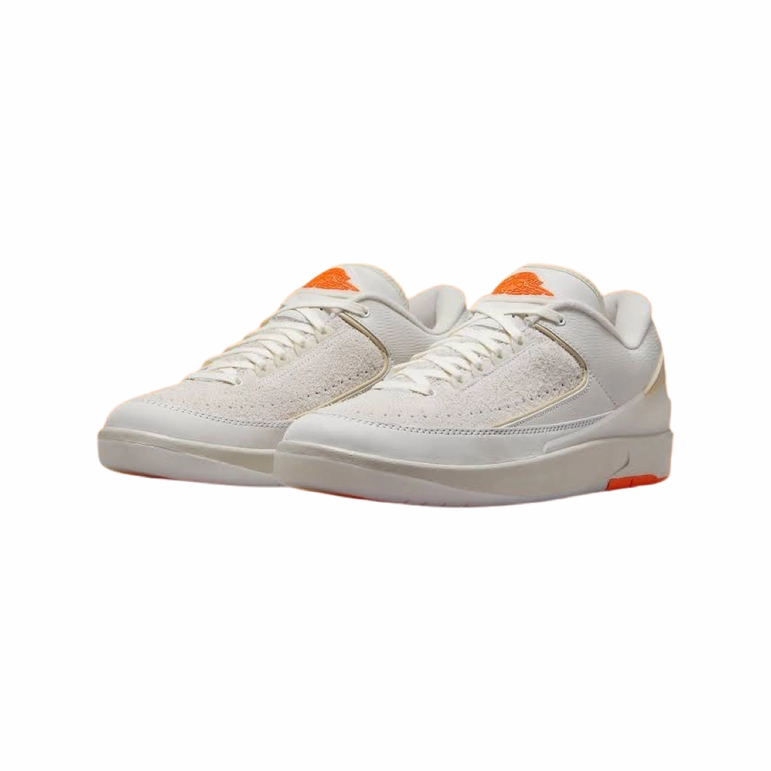 Air Jordan 2 Retro Low Shelflife White Sail Light Bone Bright Mandarin Basketball Shoes