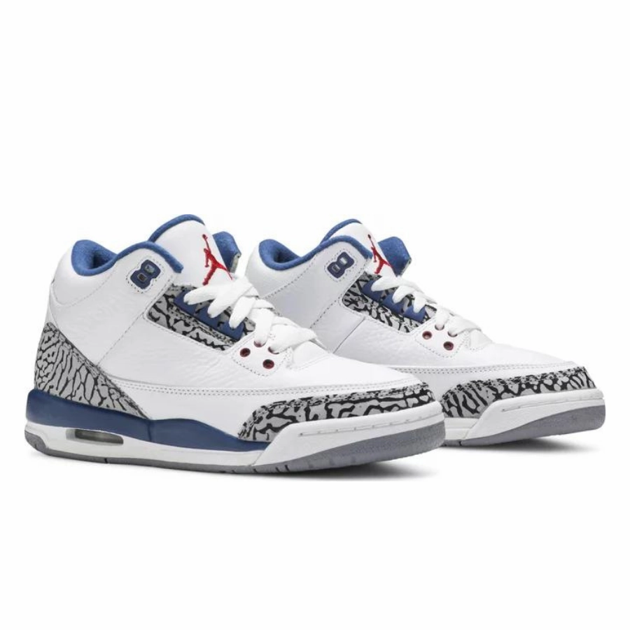 Air Jordan 3 GS Retro True Blue White Varsity Red Basketball Shoes