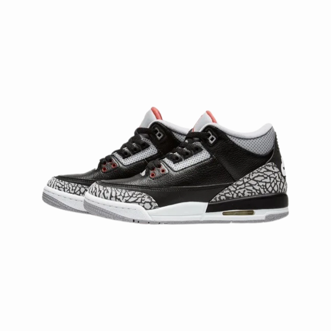 Air Jordan 3 Retro 2018 GS Black Fire Red Cement Grey White Basketball Shoes