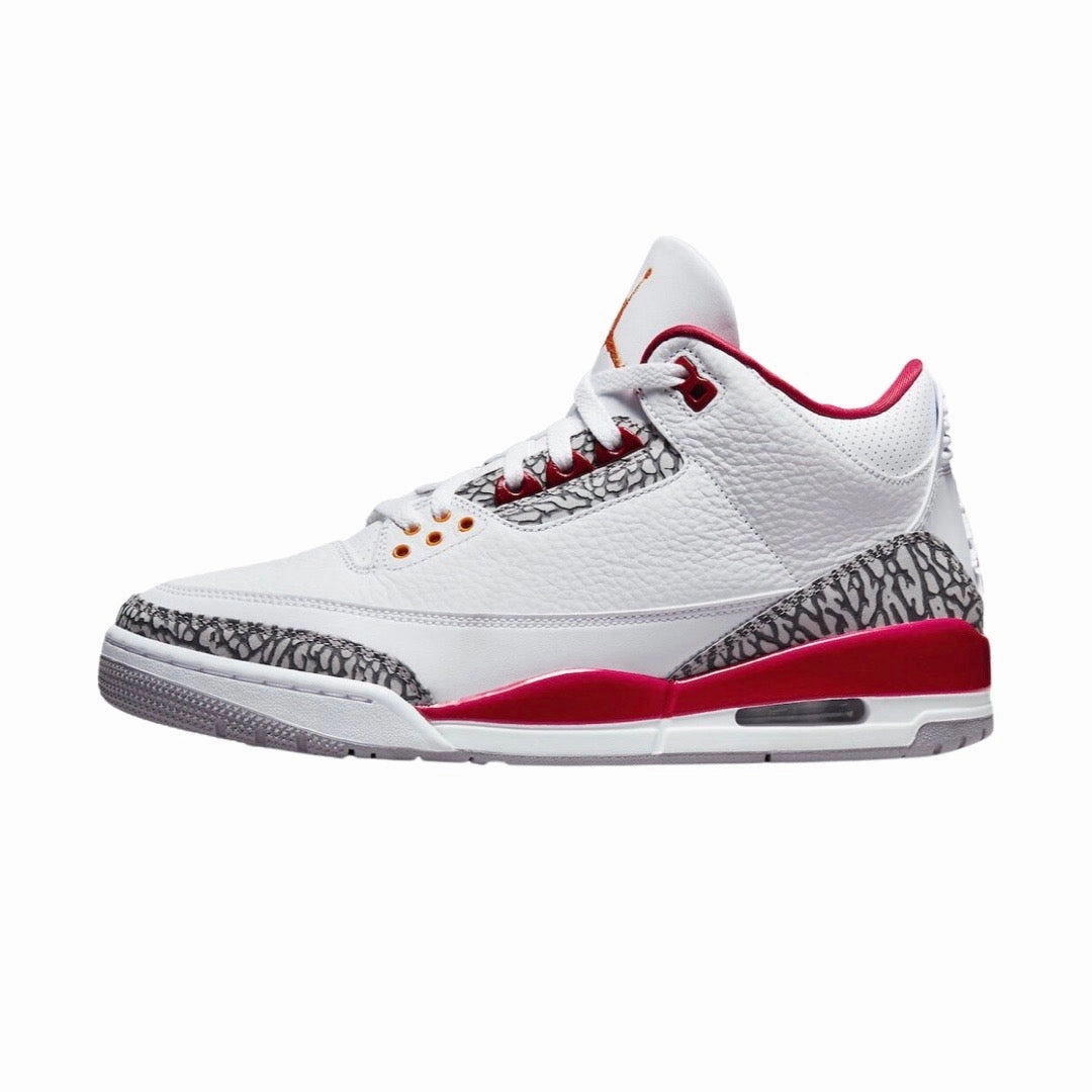 Air Jordan 3 Retro Cardinal White Light Curry Cardinal Red Basketball Shoes