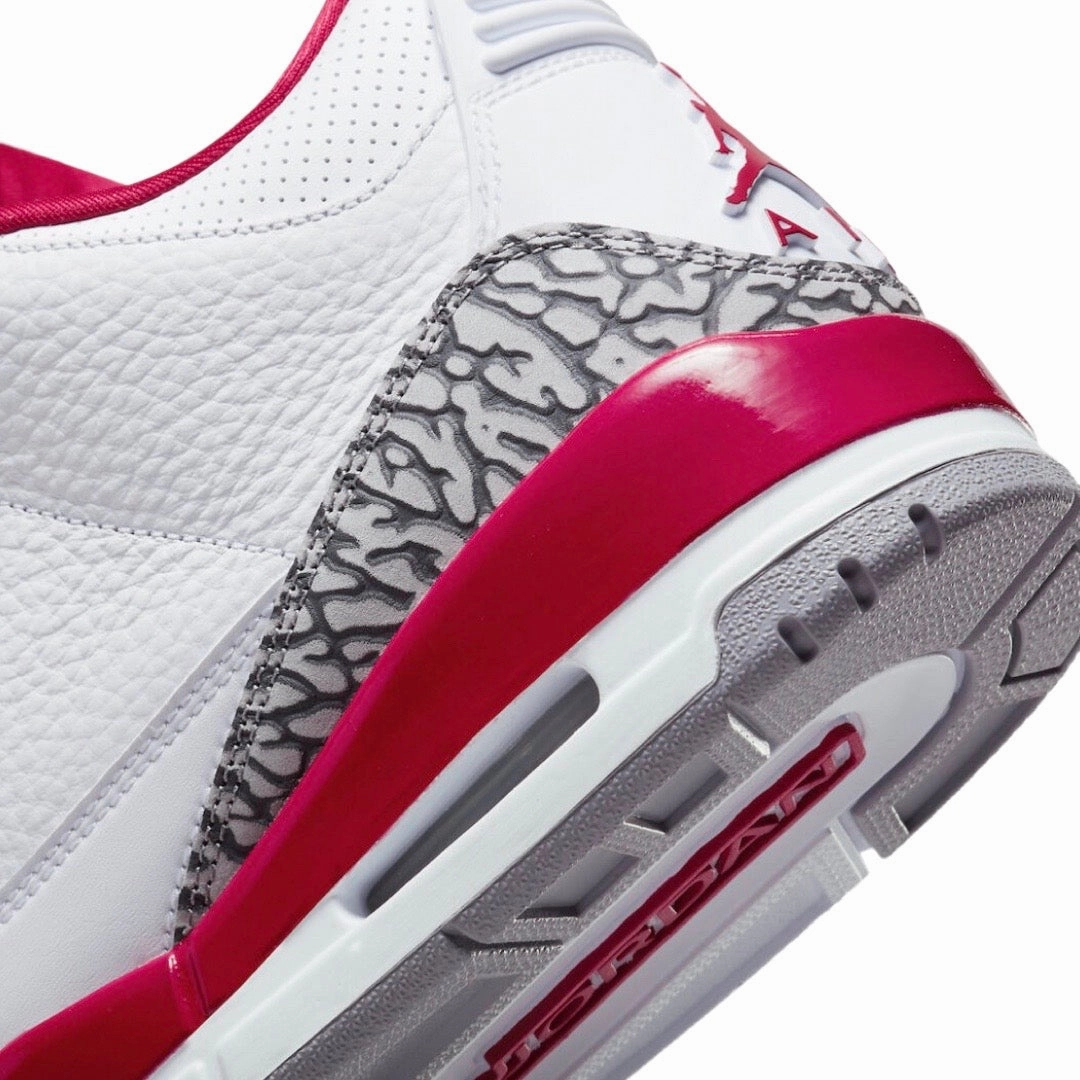 Air Jordan 3 Retro Cardinal White Light Curry Cardinal Red Basketball Shoes
