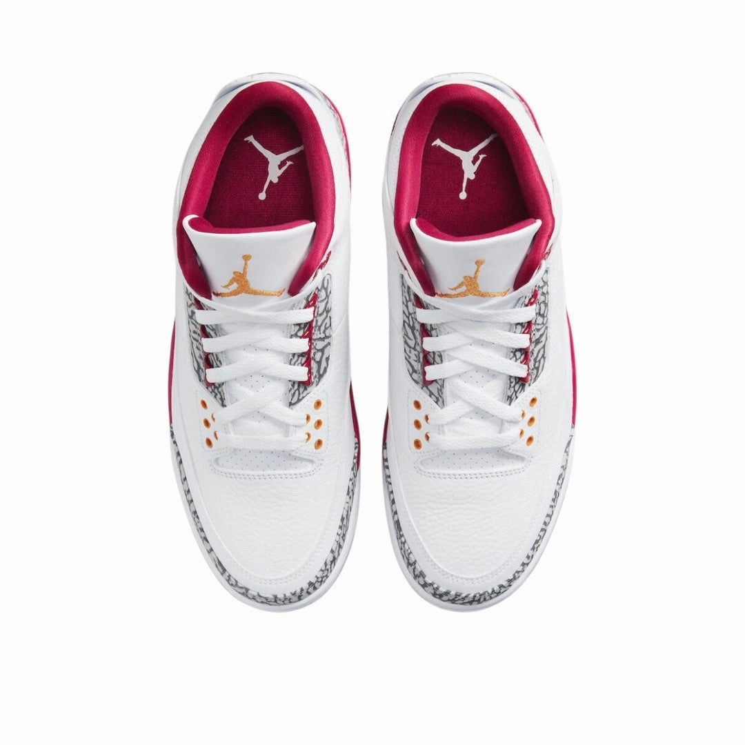 Air Jordan 3 Retro Cardinal White Light Curry Cardinal Red Basketball Shoes