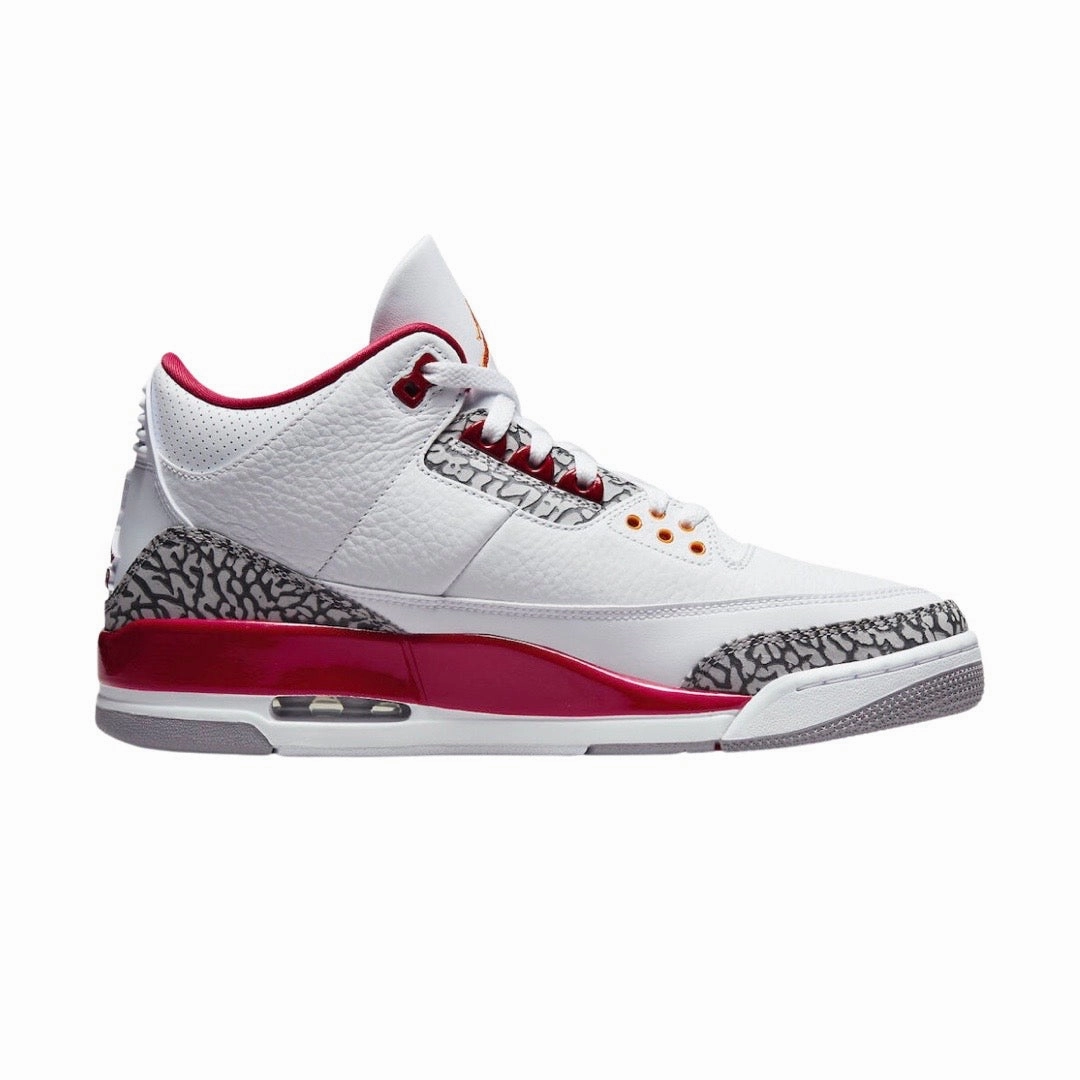 Air Jordan 3 Retro Cardinal White Light Curry Cardinal Red Basketball Shoes