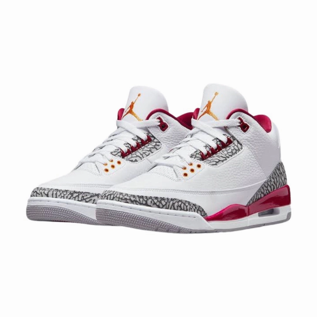Air Jordan 3 Retro Cardinal White Light Curry Cardinal Red Air Jordan basketball shoes with classic look