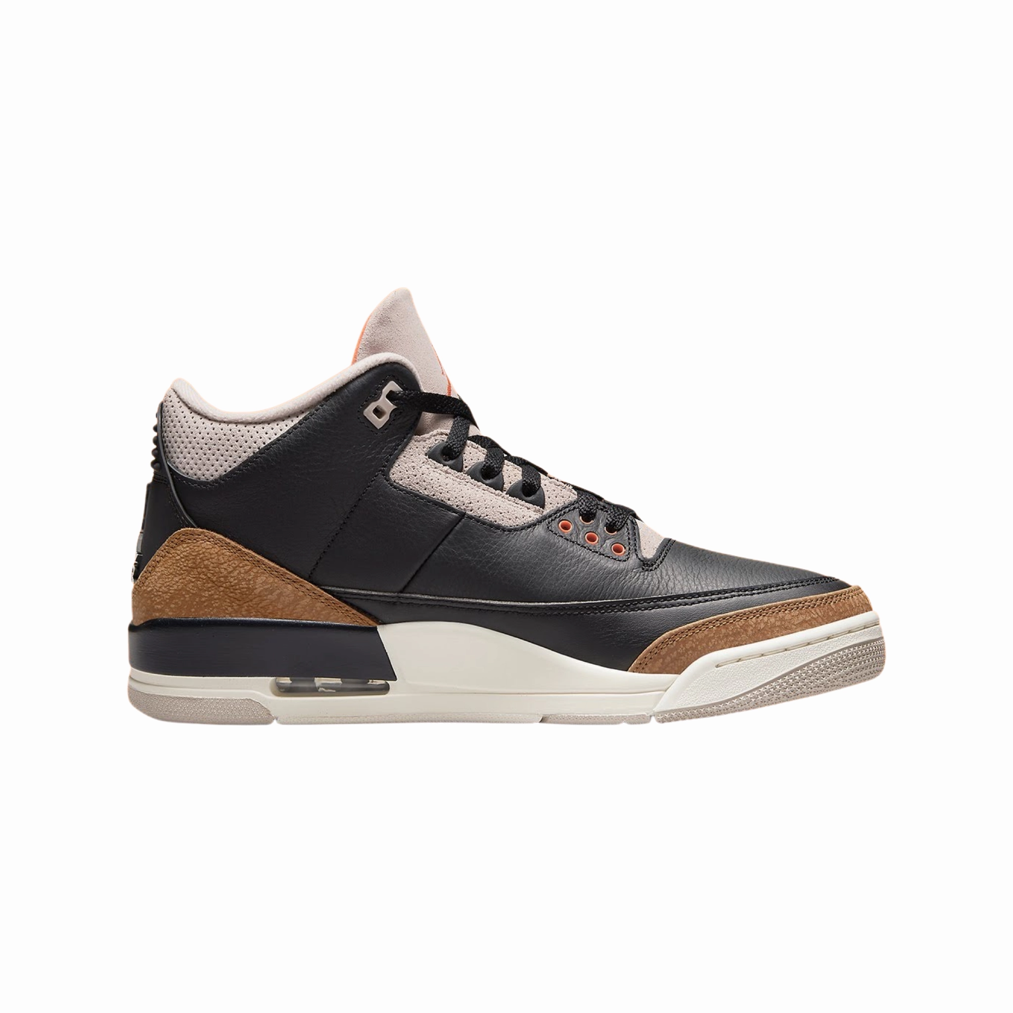 Air Jordan 3 Retro Fossil Stone Black Rush Orange Basketball Shoes