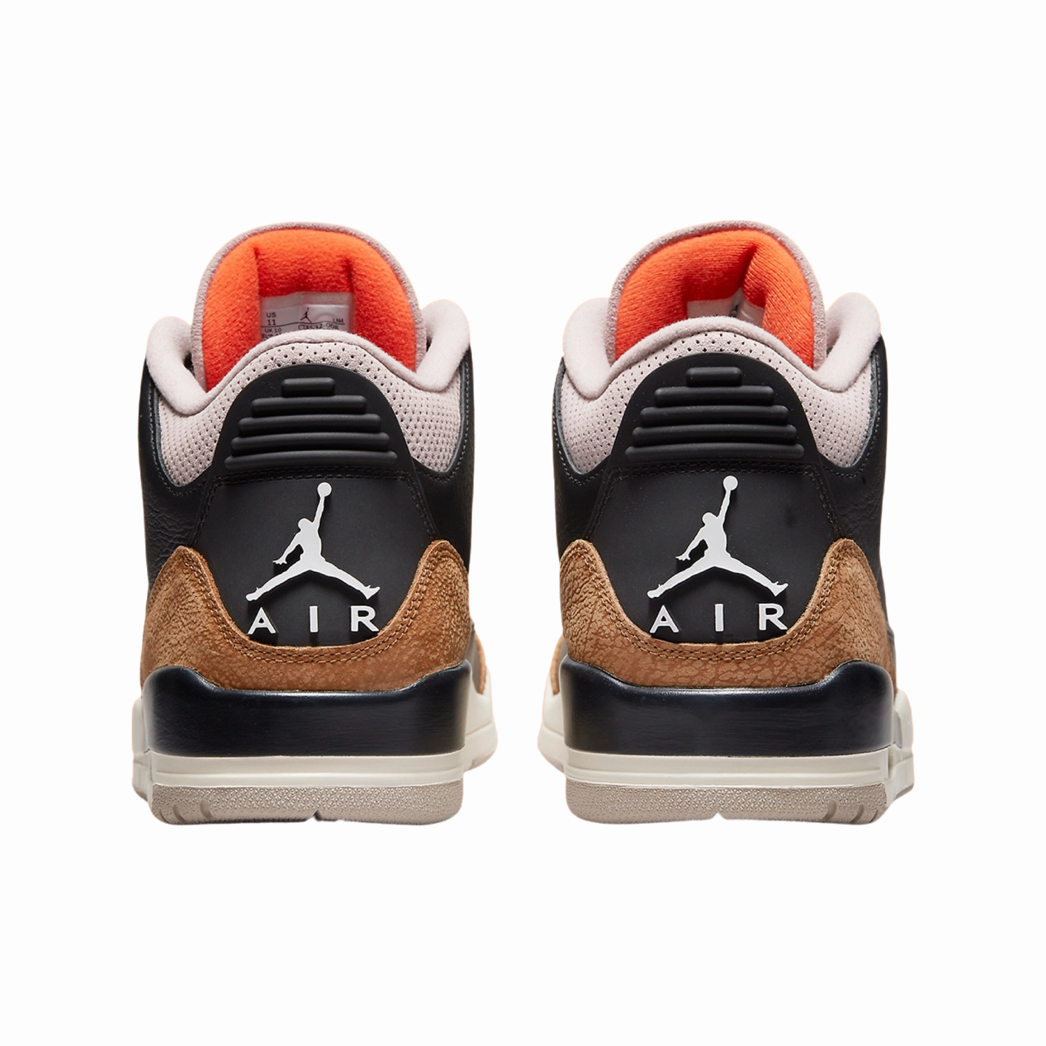 Air Jordan 3 Retro Fossil Stone Black Rush Orange Basketball Shoes