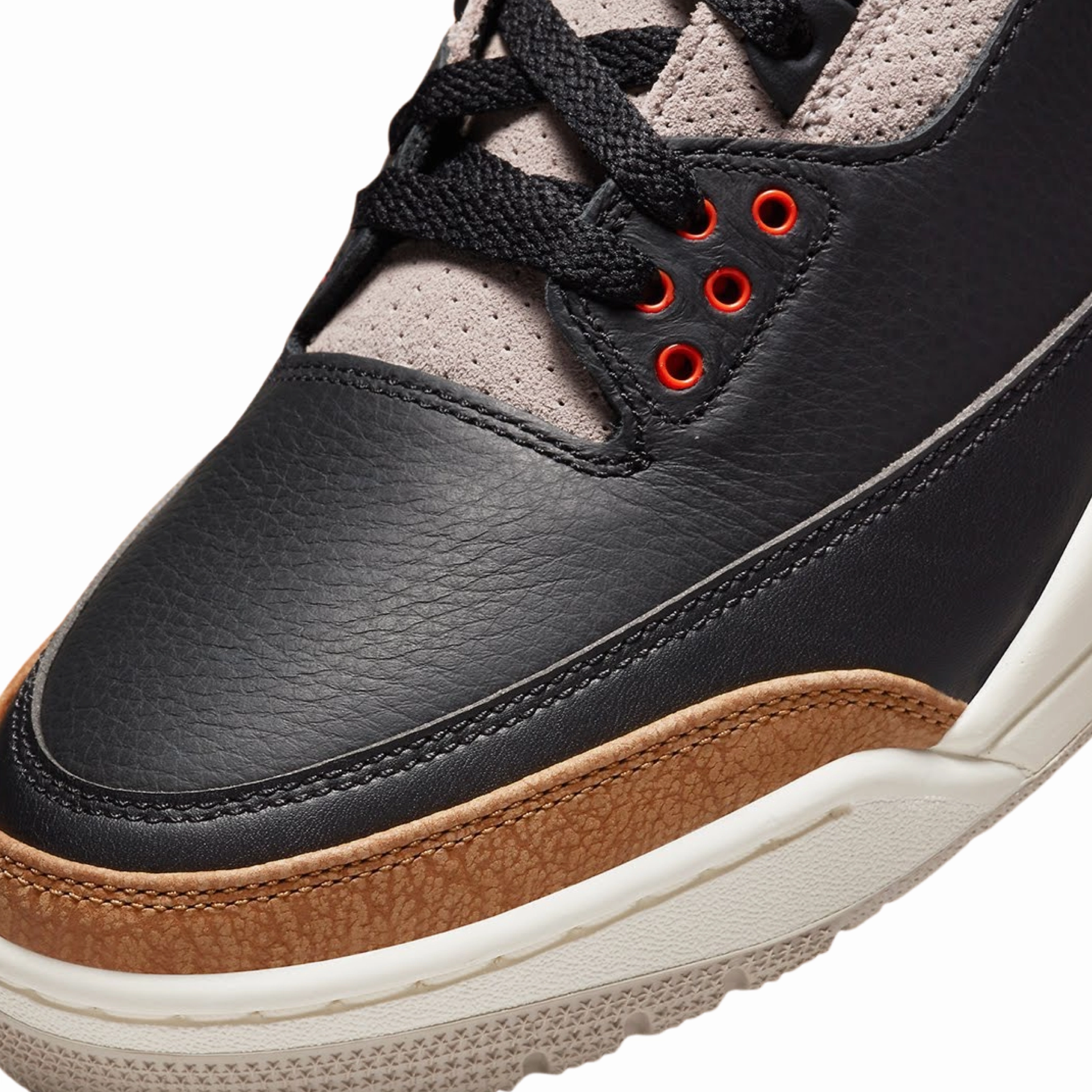 Air Jordan 3 Retro Fossil Stone Black Rush Orange Basketball Shoes