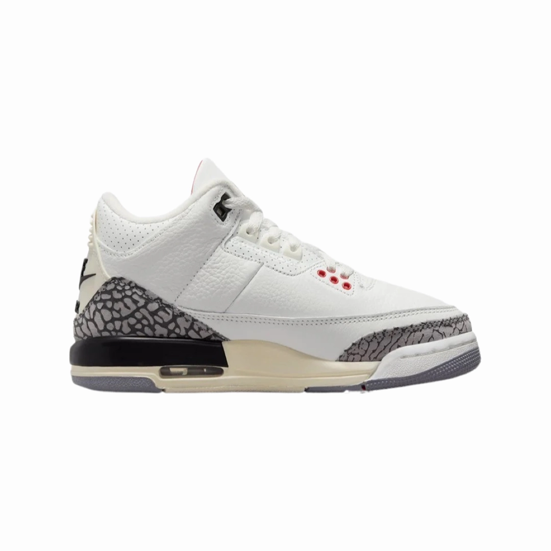 Air Jordan 3 Retro GS White Cement Reimagined White Cement Summit White Fire Red Black Basketball Shoes
