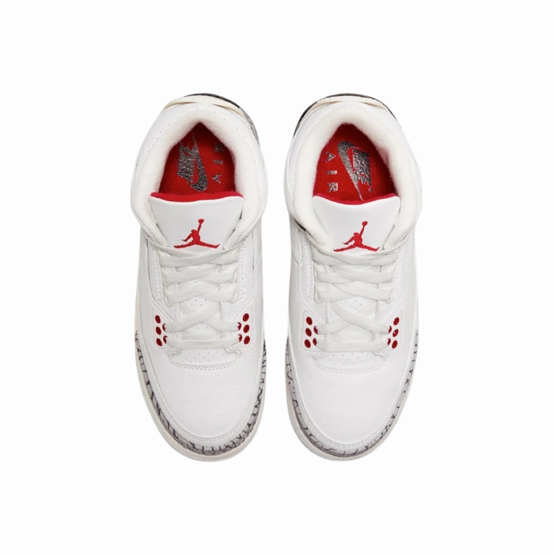 Air Jordan 3 Retro GS White Cement Reimagined White Cement Summit White Fire Red Black Basketball Shoes