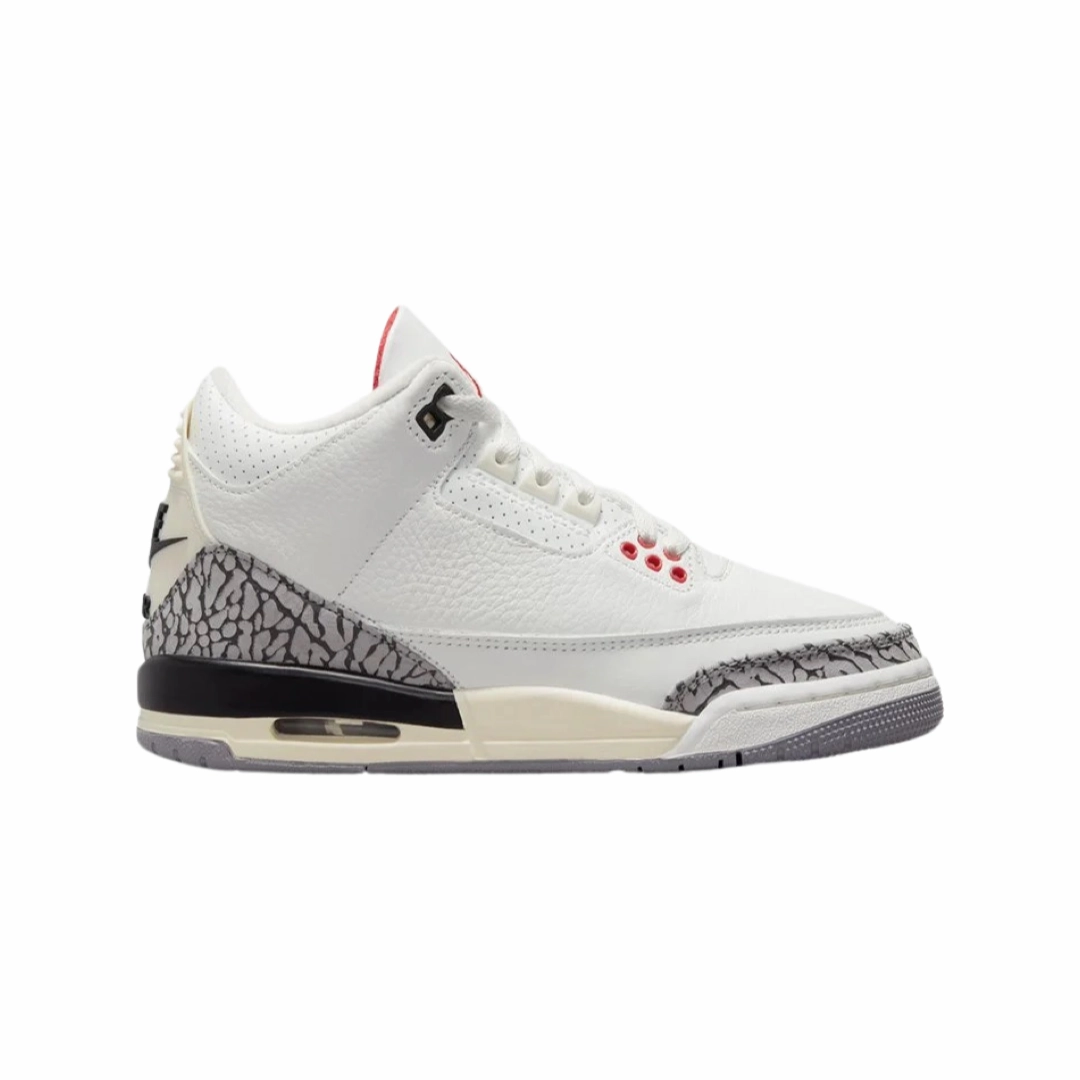Air Jordan 3 Retro GS White Cement Reimagined White Cement Summit White Fire Red Black Basketball Shoes