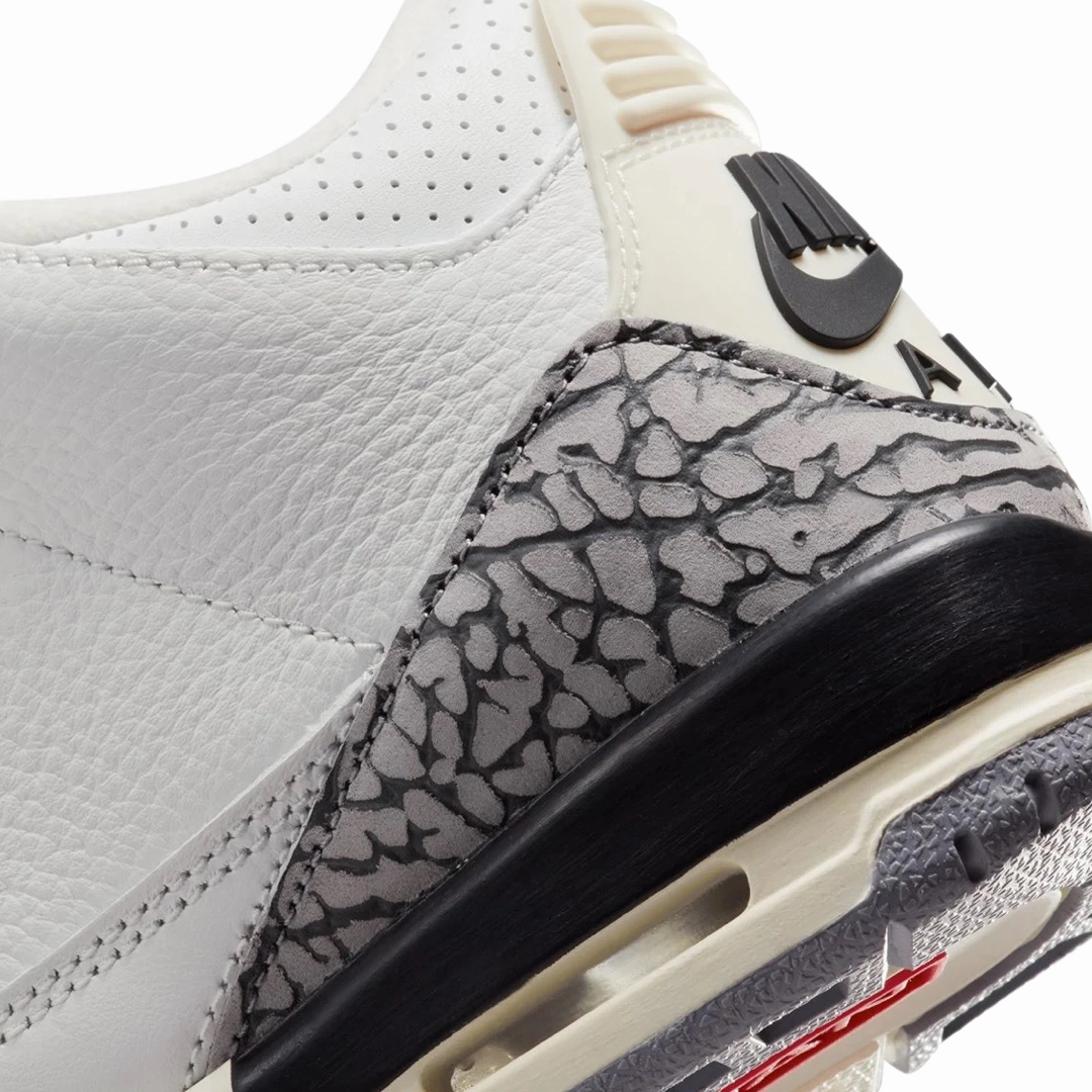Air Jordan 3 Retro GS White Cement Reimagined White Cement Summit White Fire Red Black Basketball Shoes