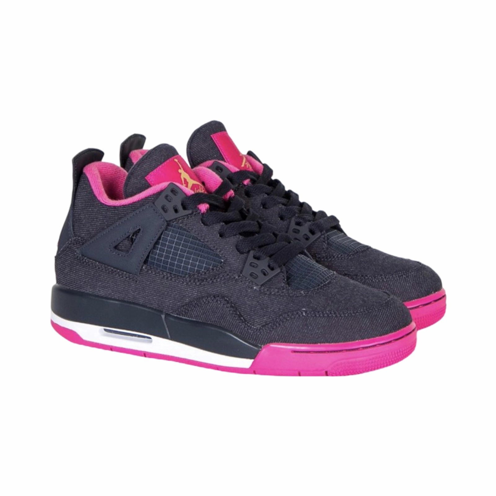 Air Jordan 4 GS Denim Dark Obsidian Metallic Gold Pink Basketball Shoes