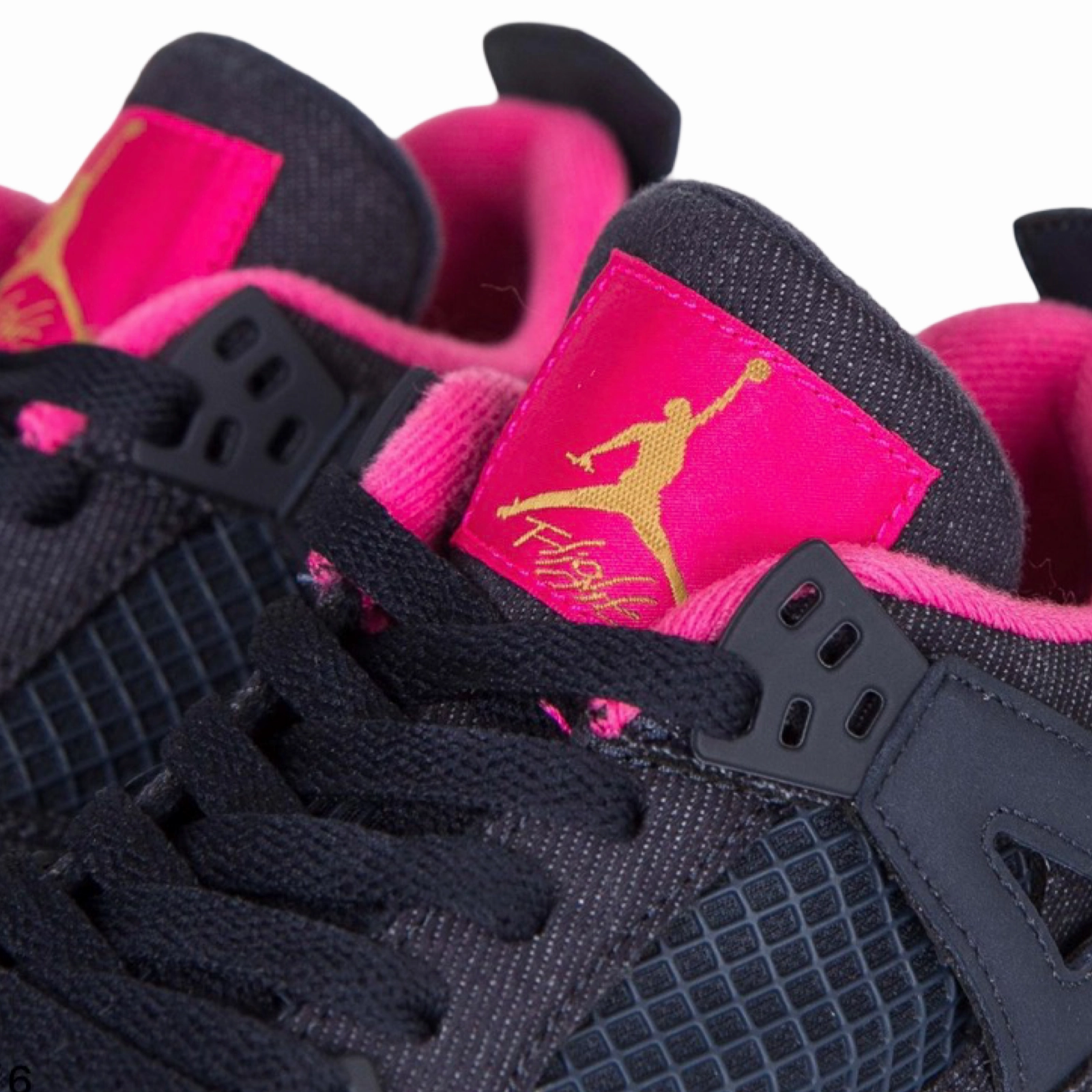 Air Jordan 4 GS Denim Dark Obsidian Metallic Gold Pink Basketball Shoes