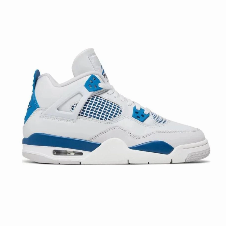 Air Jordan 4 GS Retro Military Blue Off White Neutral Grey Air Jordan basketball shoes with classic look