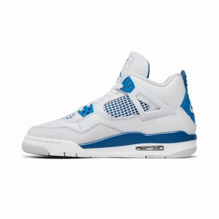 Air Jordan 4 GS Retro Military Blue Off White Neutral Grey Basketball Shoes