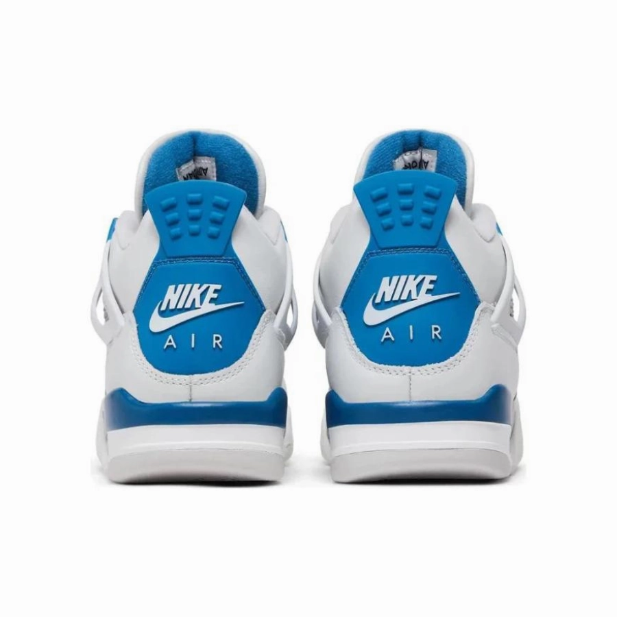 Air Jordan 4 GS Retro Military Blue Off White Neutral Grey Basketball Shoes
