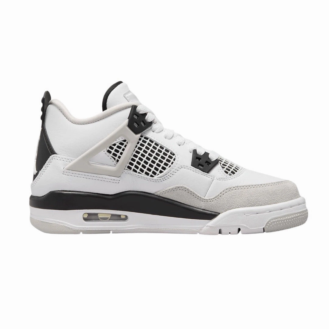 Air Jordan 4 Retro GS Military Black White Black Neutral Grey Basketball Shoes