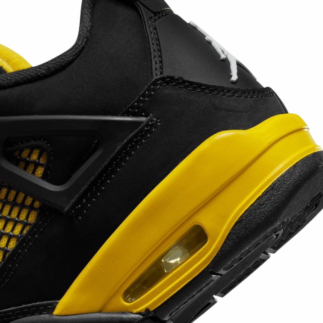 Air Jordan 4 Retro GS Thunder 2023 Black White Tour Yellow Basketball Shoes