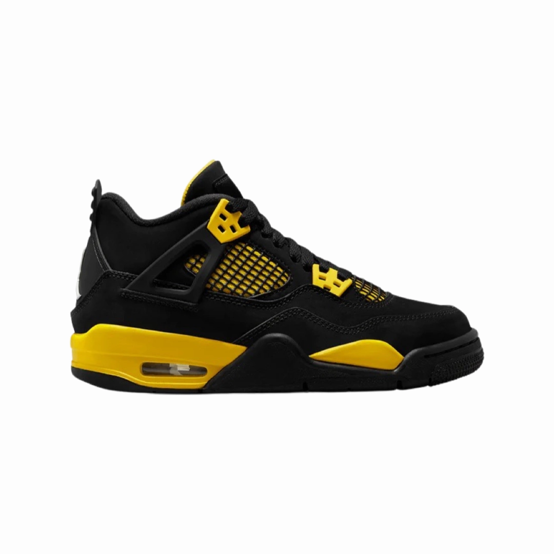Air Jordan 4 Retro GS Thunder 2023 Black White Tour Yellow Basketball Shoes