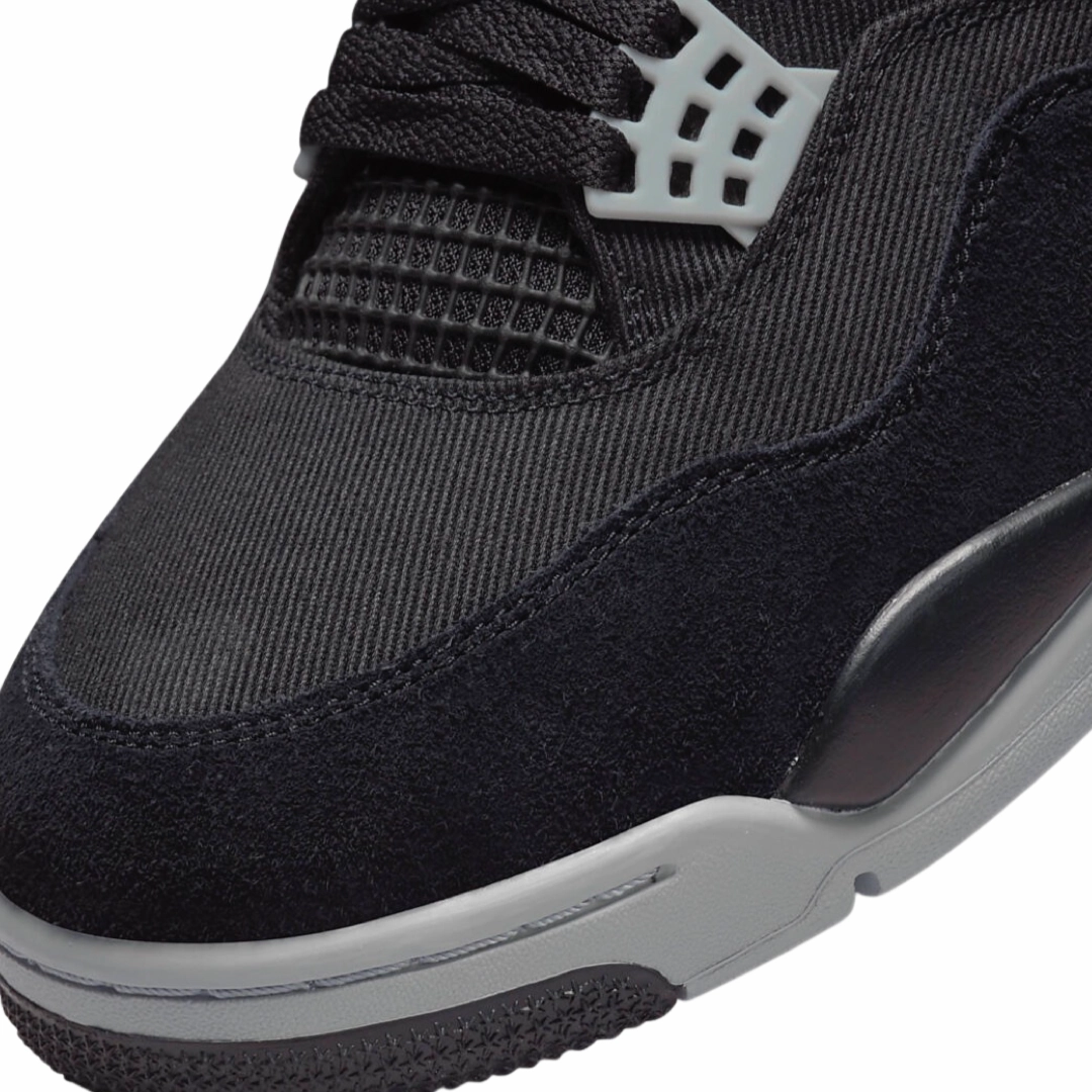 Air Jordan 4 Retro SE Black Canvas Black Light Steel Grey White Basketball Shoes