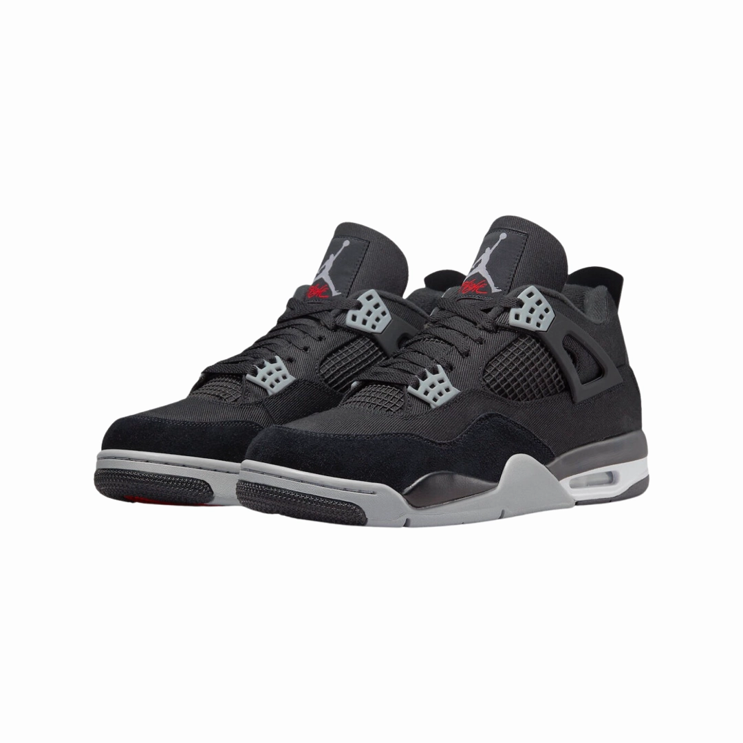 Air Jordan 4 Retro SE Black Canvas Black Light Steel Grey White Basketball Shoes