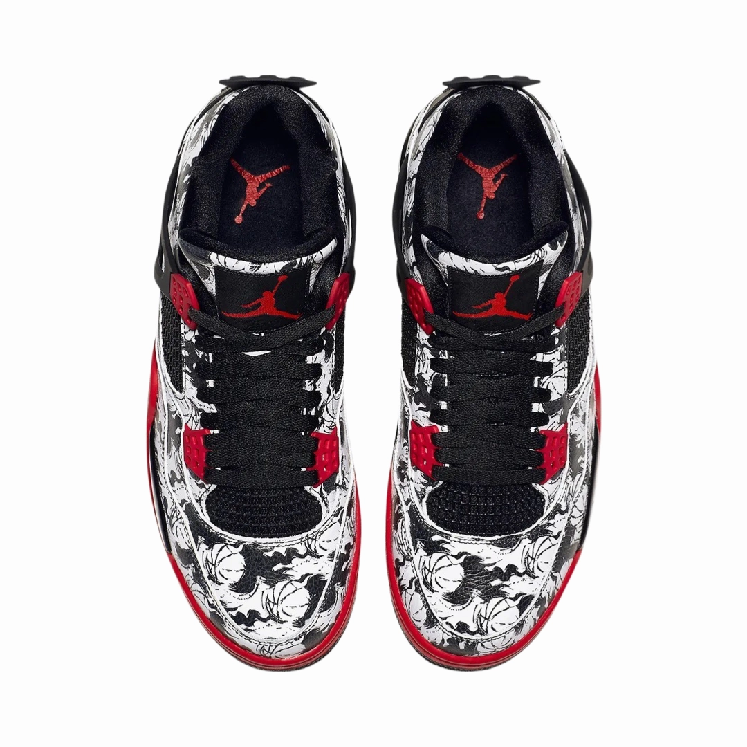 Air Jordan 4 Retro Tattoo 2018 White Fire Red Black Basketball Shoes