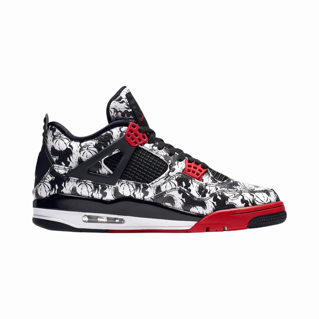 Air Jordan 4 Retro Tattoo 2018 White Fire Red Black Basketball Shoes