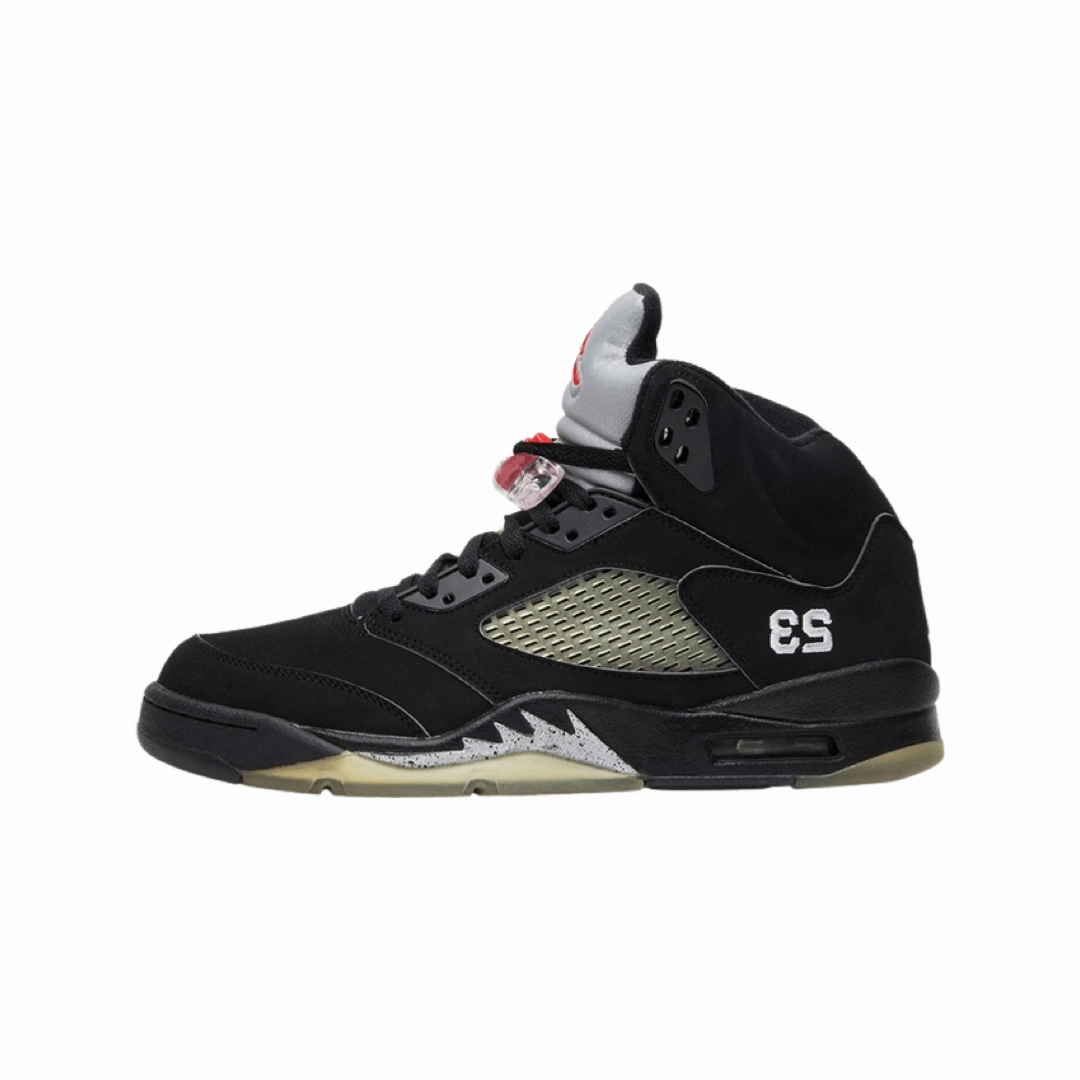 Air Jordan 5 Retro 2006 Black Metallic Fire Red Air Jordan basketball shoes with classic look