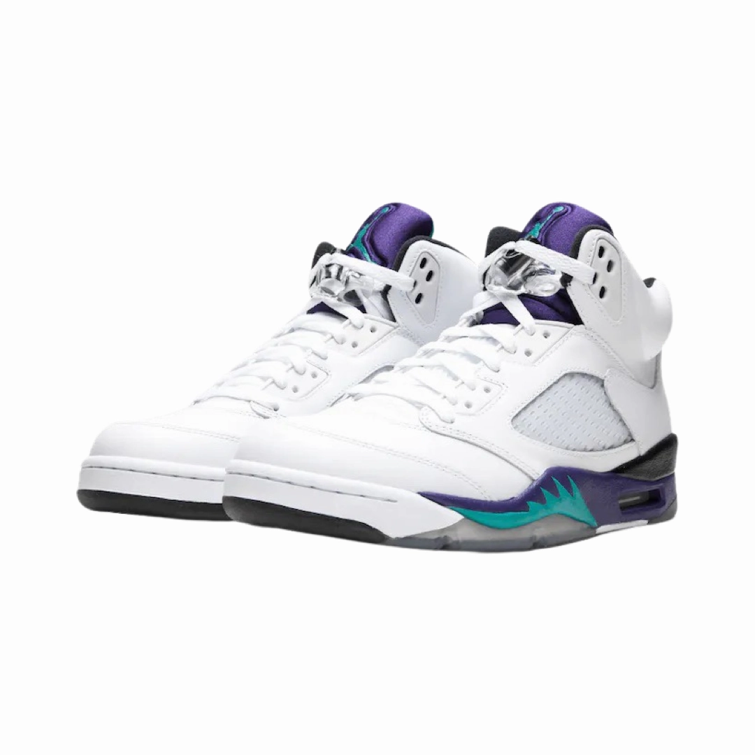 Air Jordan 5 Retro 'White Grape' 2013 Emerald Grape Ice Black Retro Sneakers