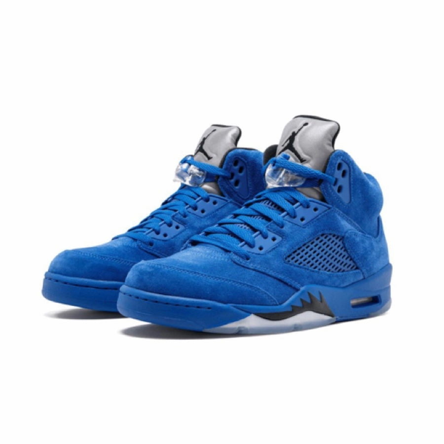 Air Jordan 5 Retro Blue Suede Game Royal Black Basketball Shoes