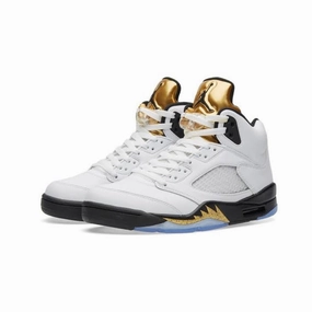 Air Jordan 5 Retro White Black Metallic Gold Coin Air Jordan basketball shoes with classic look