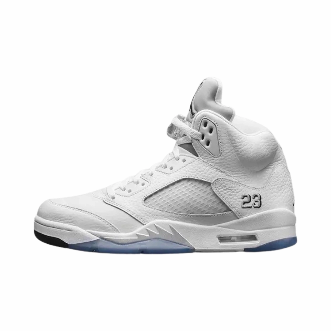 Air Jordan 5 Retro White Metallic Silver Air Jordan retro sneakers for street style