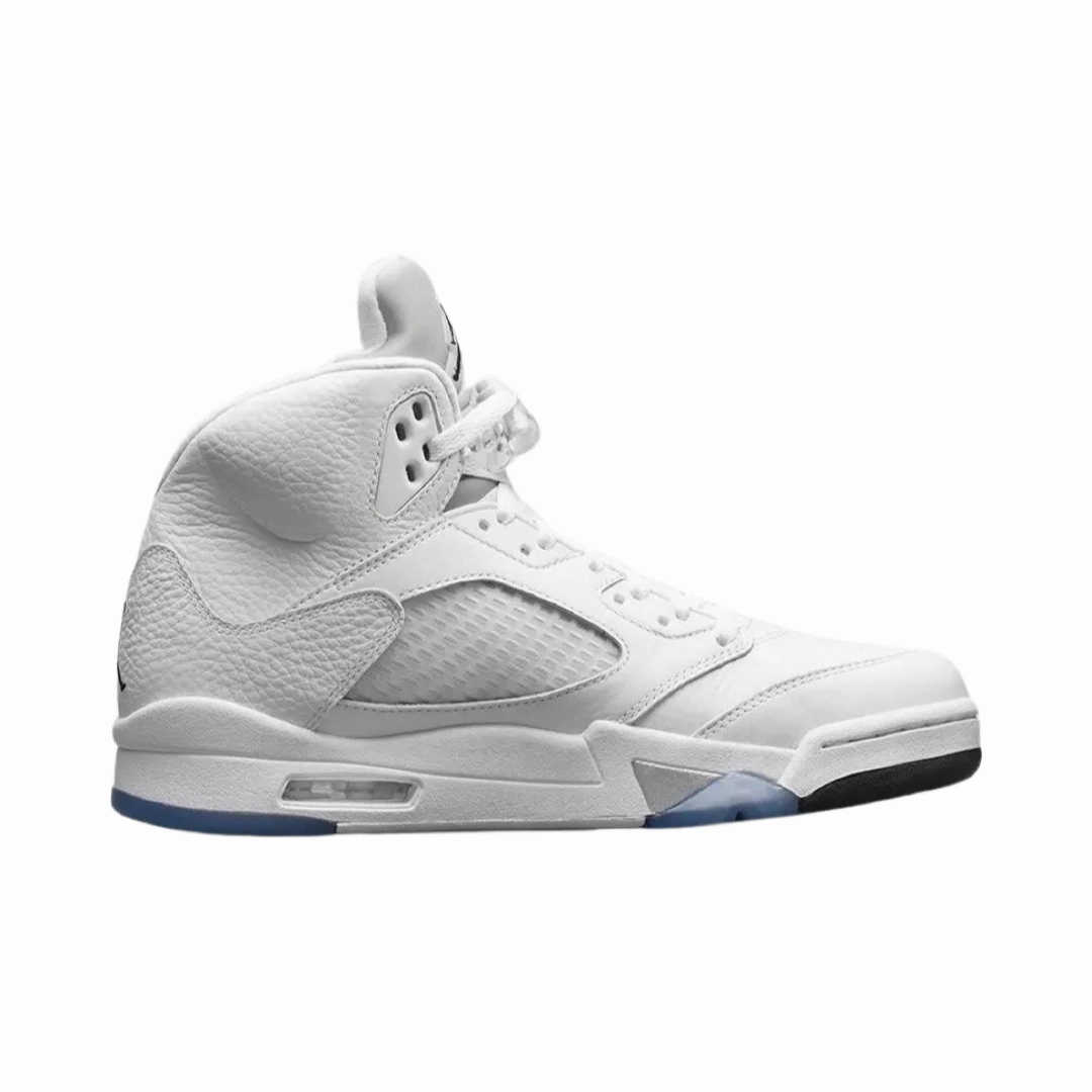 Air Jordan 5 Retro White Metallic Silver Retro Sneakers