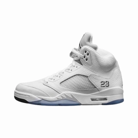 Air Jordan 5 Retro White Metallic Silver Air Jordan retro sneakers for street style