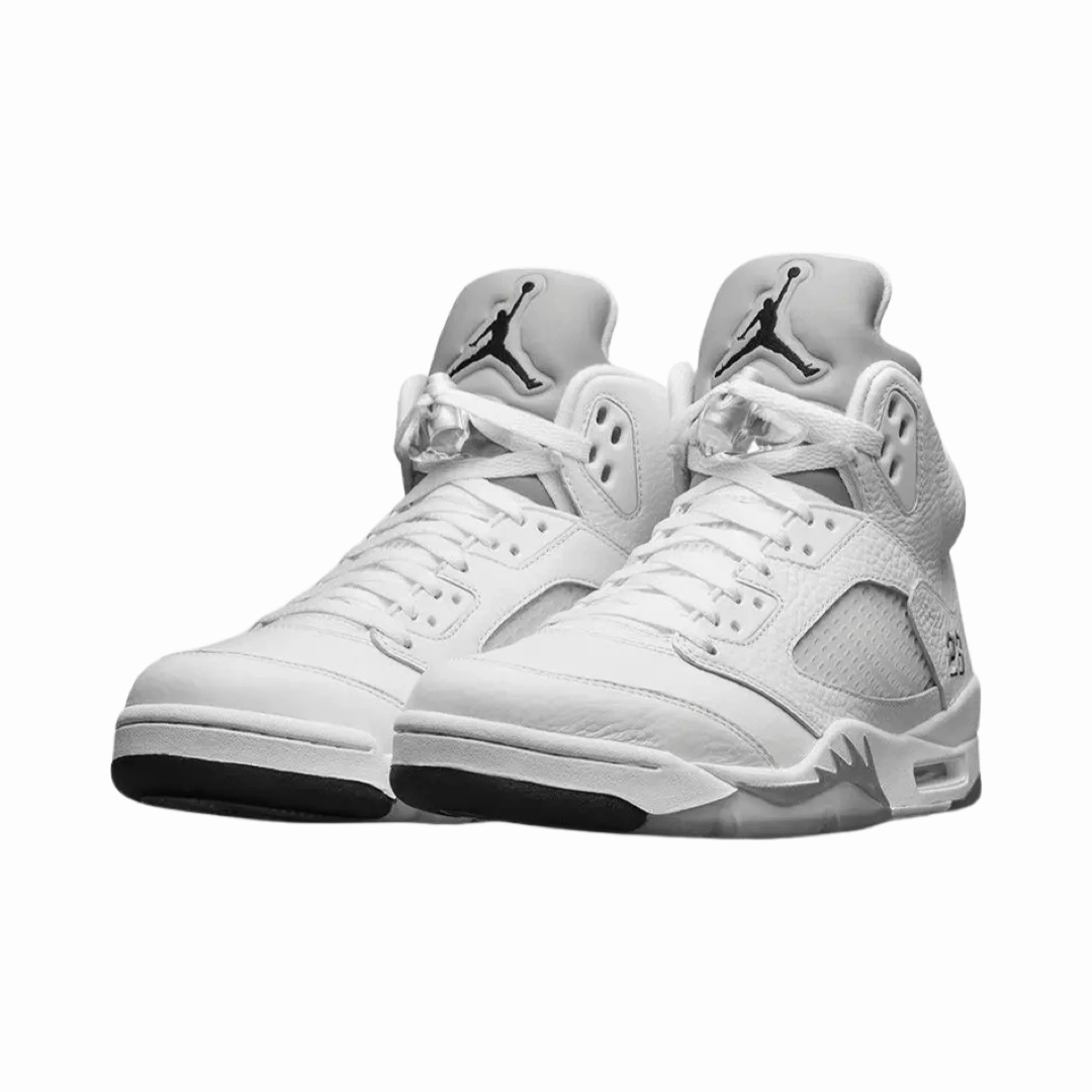 Air Jordan 5 Retro White Metallic Silver Retro Sneakers
