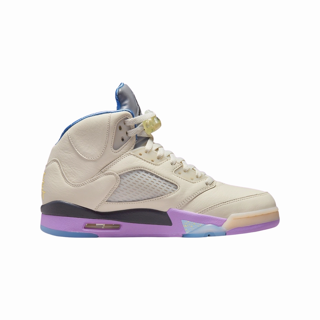 Air Jordan 5 SP We The Best Sail Washed Yellow Violet Star Basketball Shoes