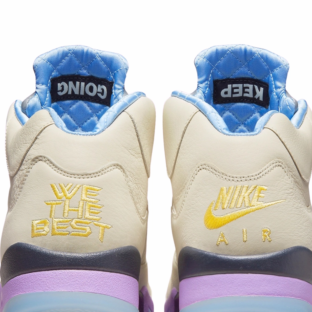Air Jordan 5 SP We The Best Sail Washed Yellow Violet Star Basketball Shoes