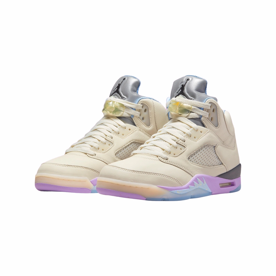 Air Jordan 5 SP We The Best Sail Washed Yellow Violet Star Basketball Shoes