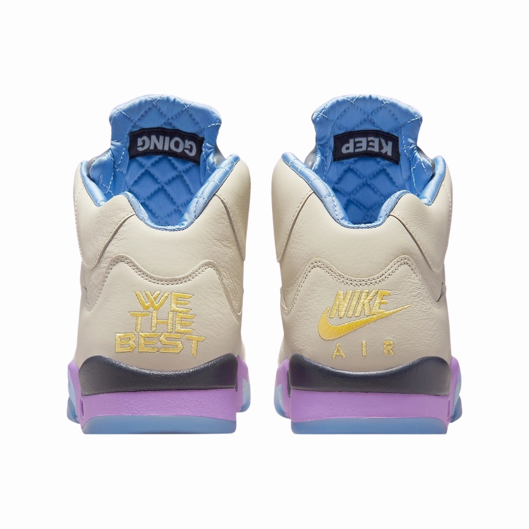 Air Jordan 5 SP We The Best Sail Washed Yellow Violet Star Basketball Shoes