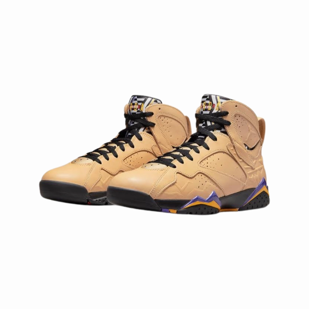 Air Jordan 7 Retro Vachetta Tan Shimmer Black Sapphire Basketball Shoes