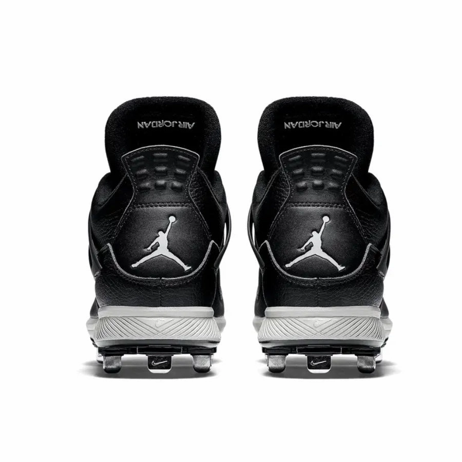 Air Jordan Retro 4 Metal Cleats Black Tech Grey Basketball Shoes