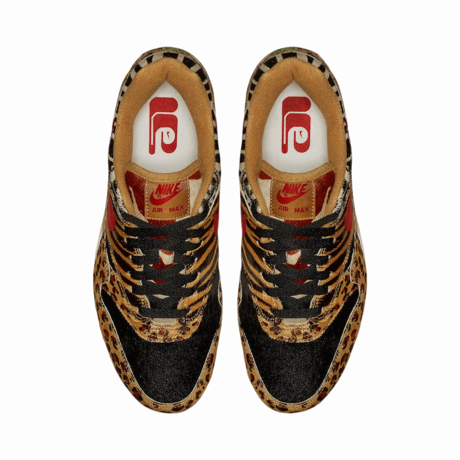 Air Max 1 'Atmos Animal Pack 2.0' Wheat Sport Red Bison Modern Sneakers