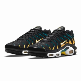Air Max Plus Black Teal Yellow Nike training shoes with flexible soles