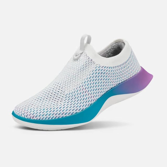 Allbirds Tree Dasher Relay -  Blizzard (Thrive Teal/Lux Purple Sole) sleek everyday shoe design